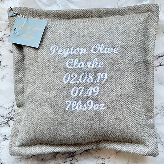 Personalised Baby/Engagement Cushion