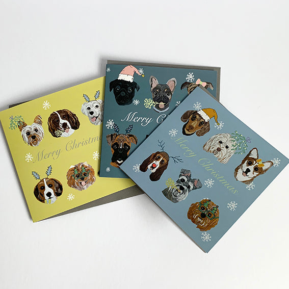 Dog Christmas Card- Light Blue