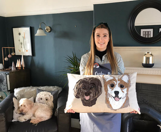 Pet Portrait Cushion- Two Pets