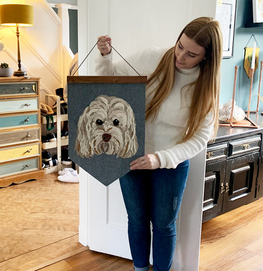 Pet Portrait Wall Hanging with name