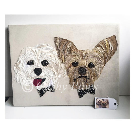 Two Pet Portrait canvas with names- Personalised