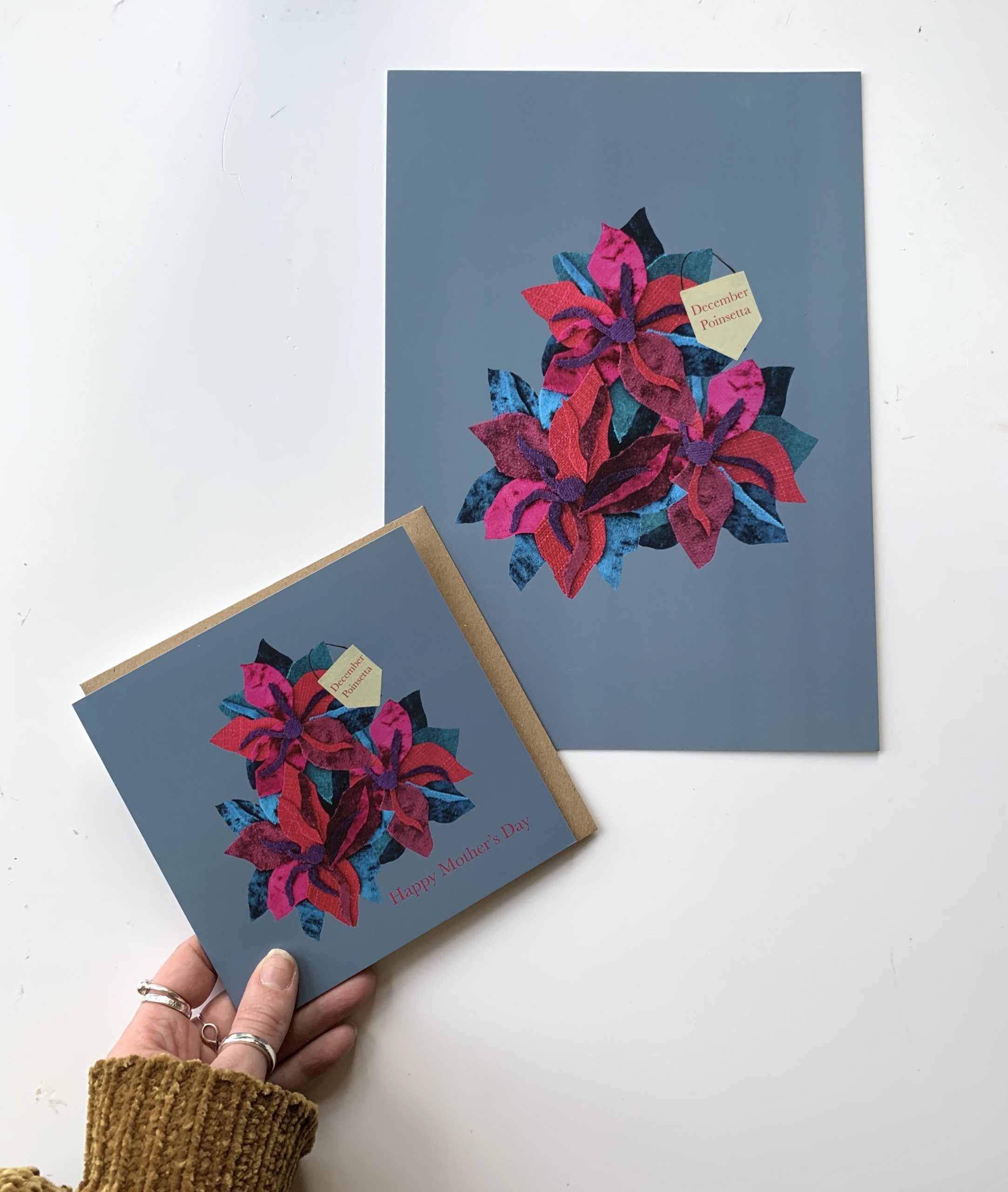 Floral birth month flower print for December- Poinsetta