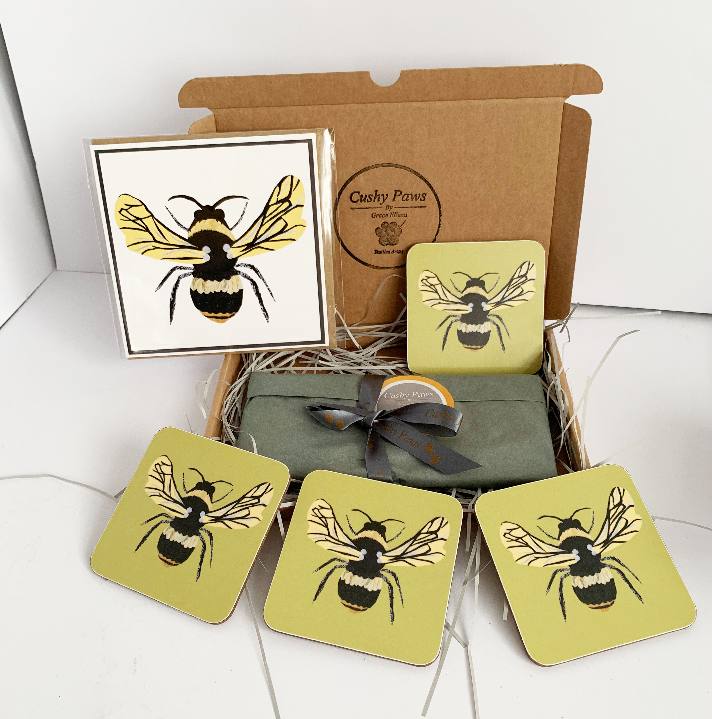 Set of Bee coasters