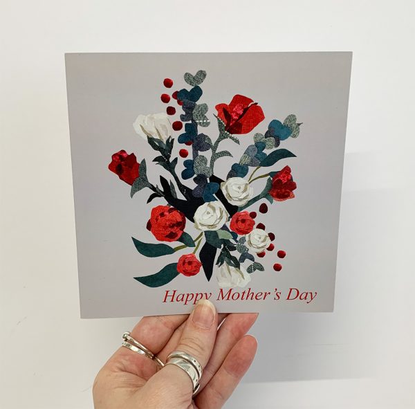 Red Rose Mothers Day Card - cushy paws
