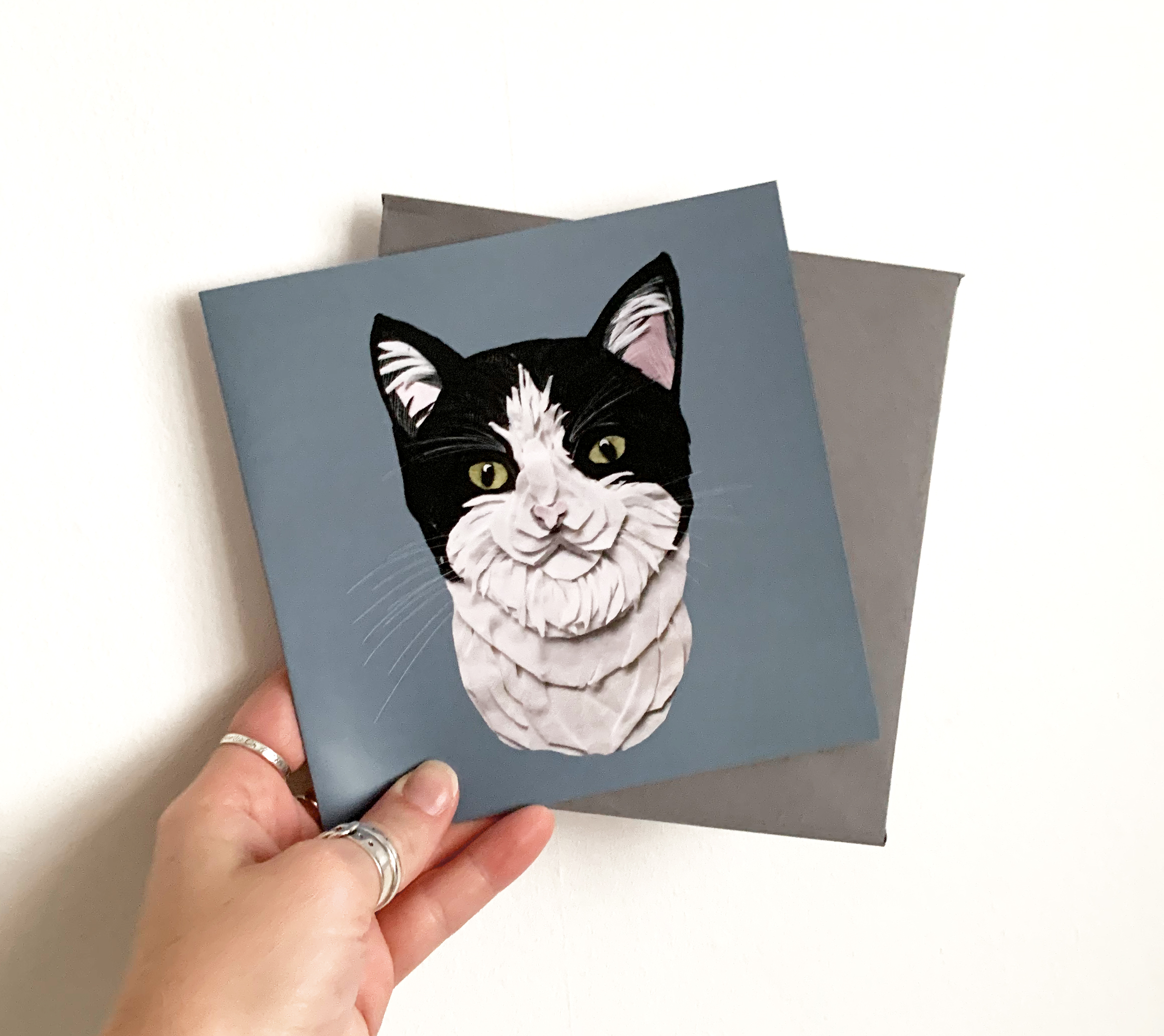 Black and White Cat card